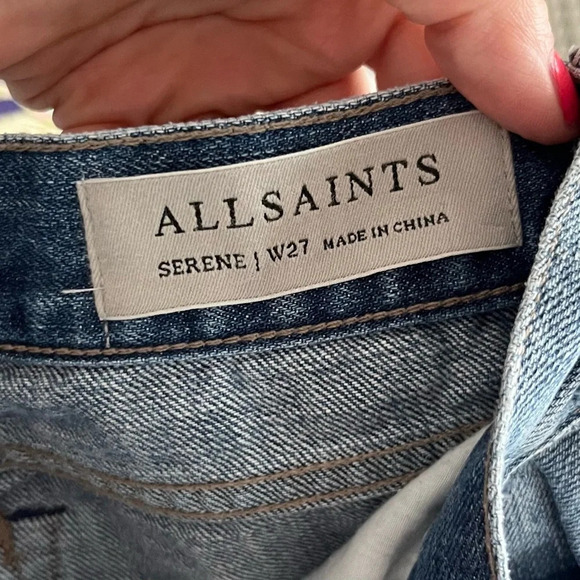 ALLSAINTS Jeans Women's 27 Serene Cropped Kick Flare Distressed Raw Hem - Picture 8 of 10